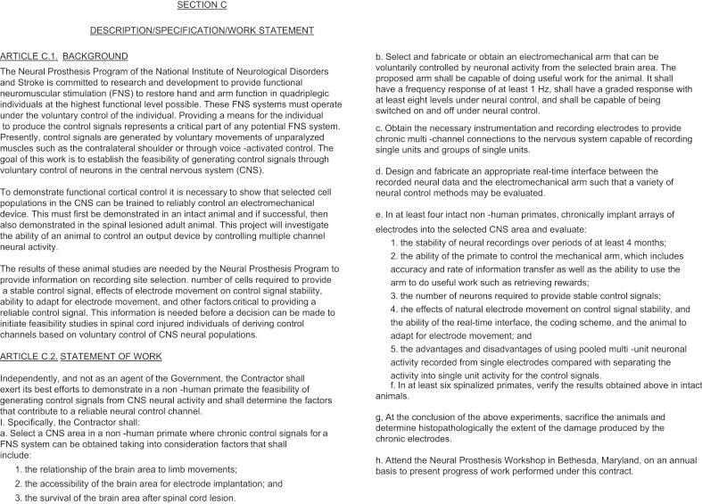 Figure 25.1, The original 1990 call aimed at creating a brain–computer interface for humans with paralysis.