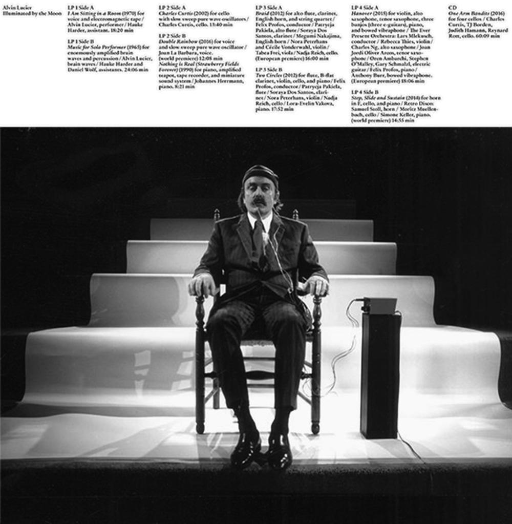 FIGURE 111.4, Image of the American composer Alvin Lucier recording the music piece “Illuminated by the Moon.” Of note, there is great resemblance to a preliminary brain-machine interface.