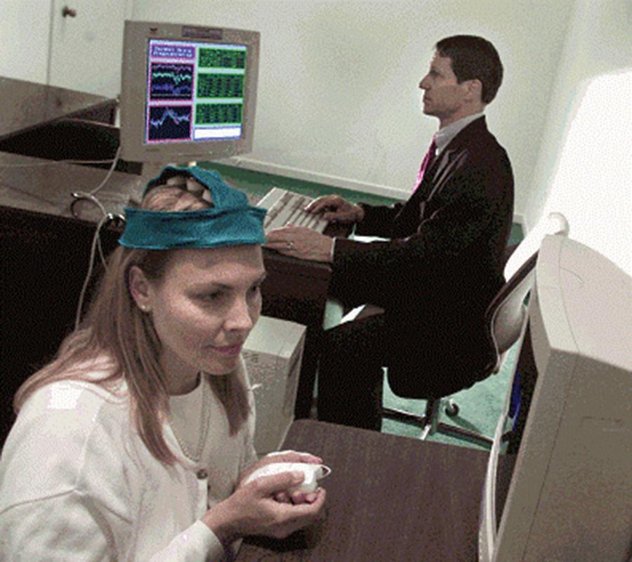 FIGURE 111.5, Images of Dr. Farwell’s brain fingerprinting test being conducted in the 1980s.