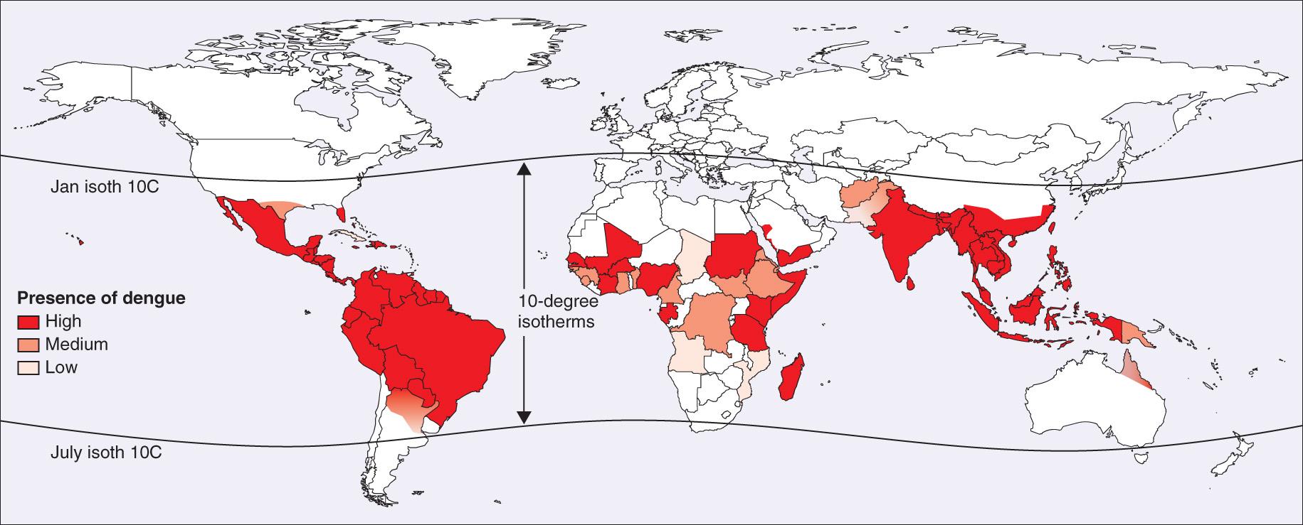 Fig. 295.1, Global dengue burden, 2014.