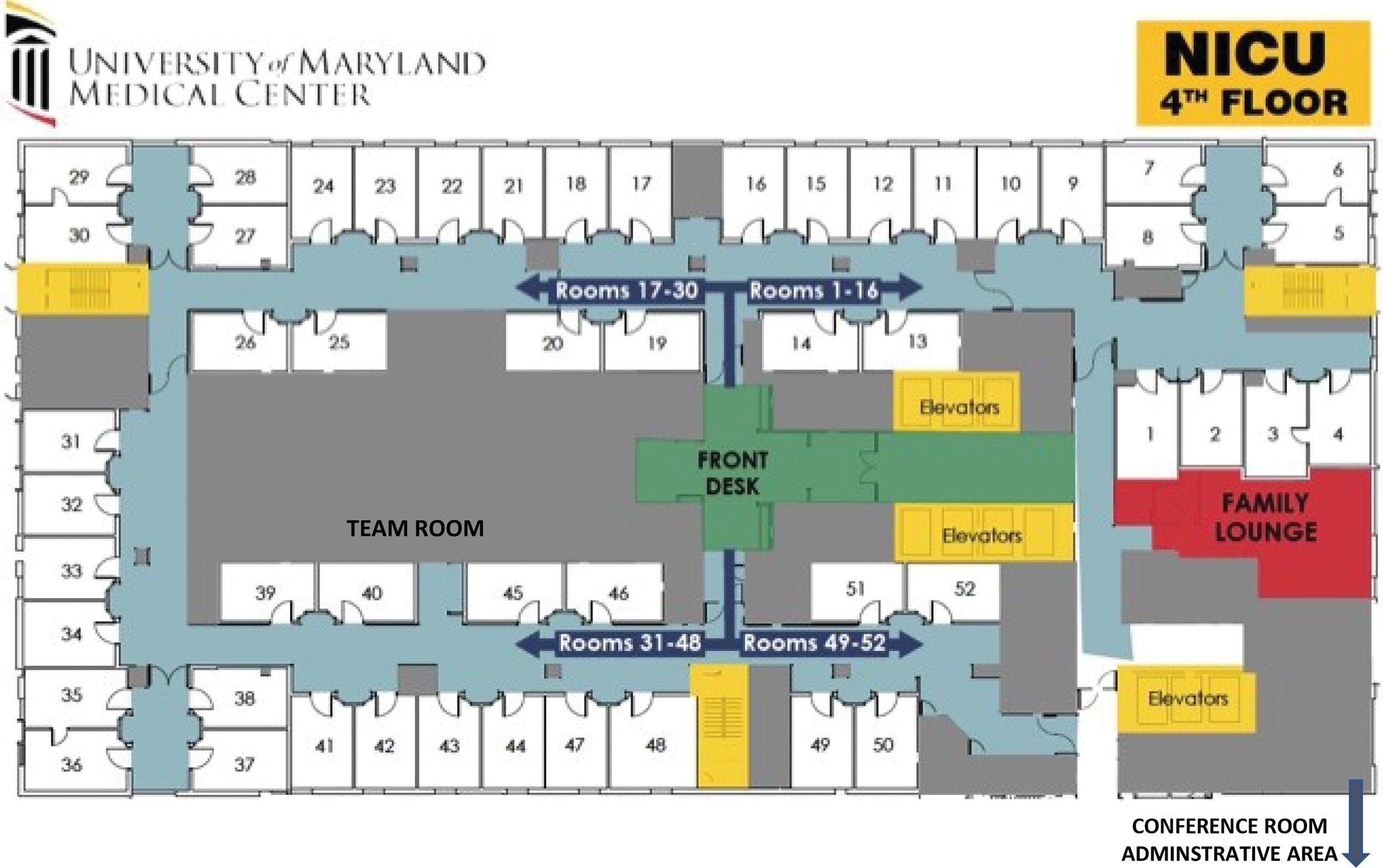 Fig. 1.2, Architectural Plan of the Single-Family-Room Newborn Intensive Care Unit at the University of Maryland Hospital .