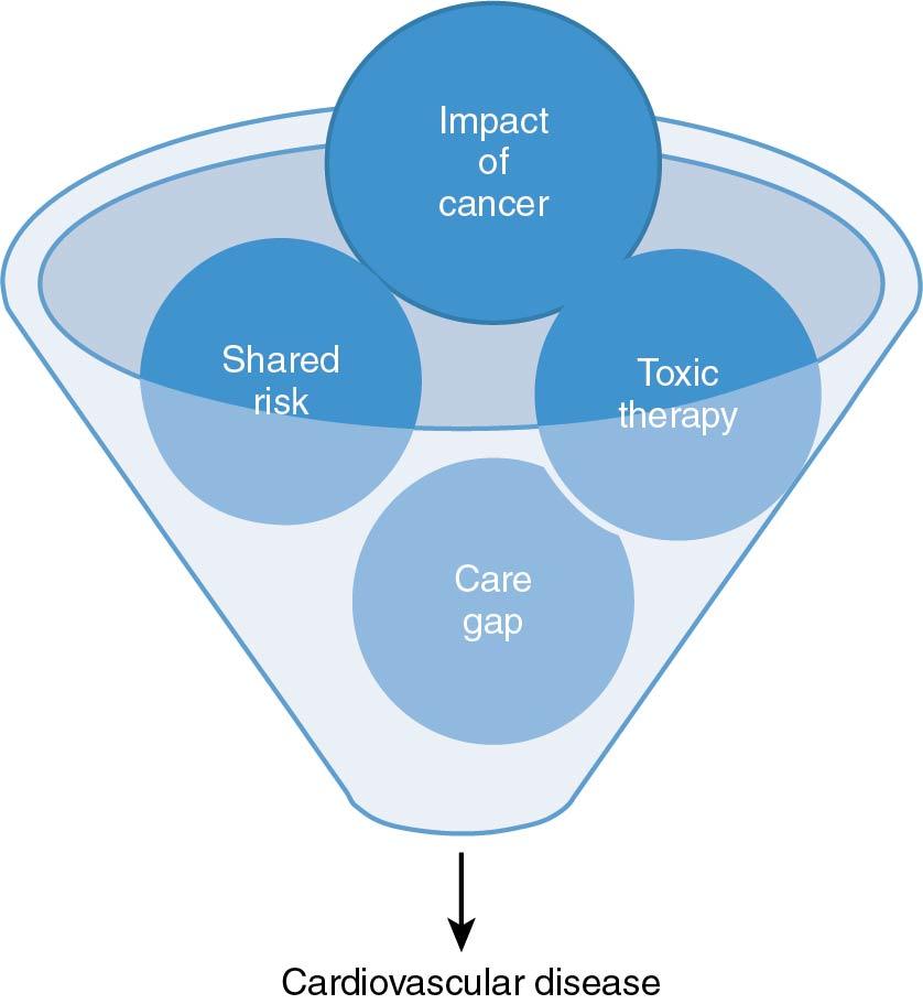 Fig. 2.1, Contributors to cardiovascular disease in patients with cancer.