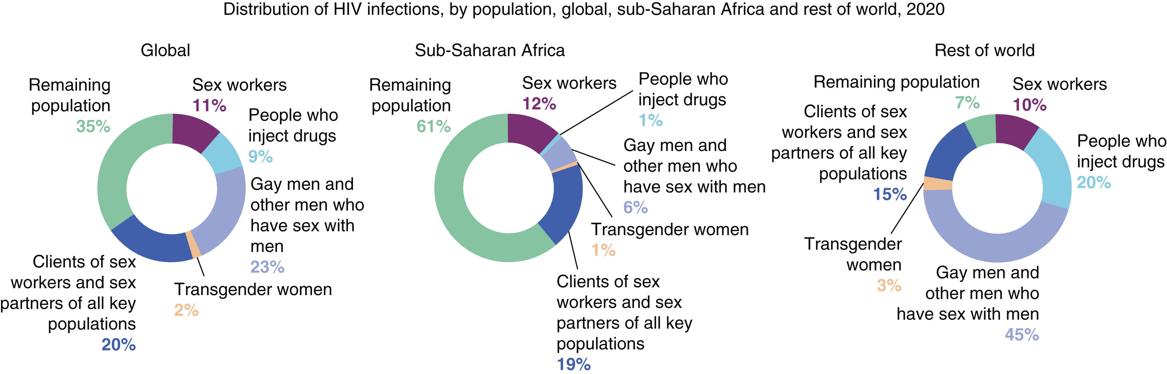 E-FIGURE 353-2, Distribution of human immunodeficiency virus (HIV) infections including key populations, 2020.