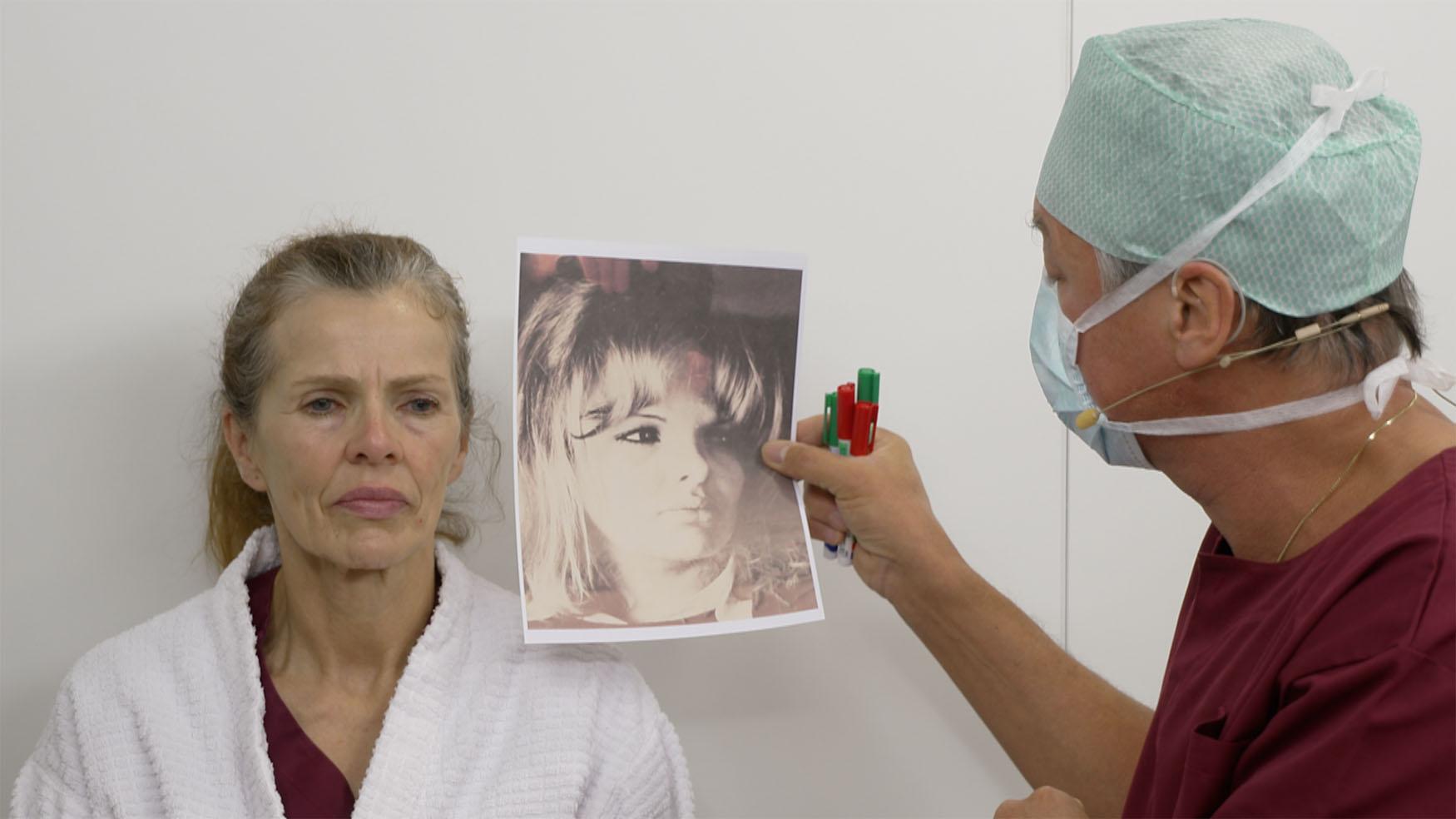 Figure 9.4.2, We routinely obtain patients’ old photographs of themselves before facial surgeries. Here we see a soon-to-be-operated patient with a photograph from the third decade of her life. We consider the age-related changes that are easily revealed using the photograph in our facial rejuvenation procedure.