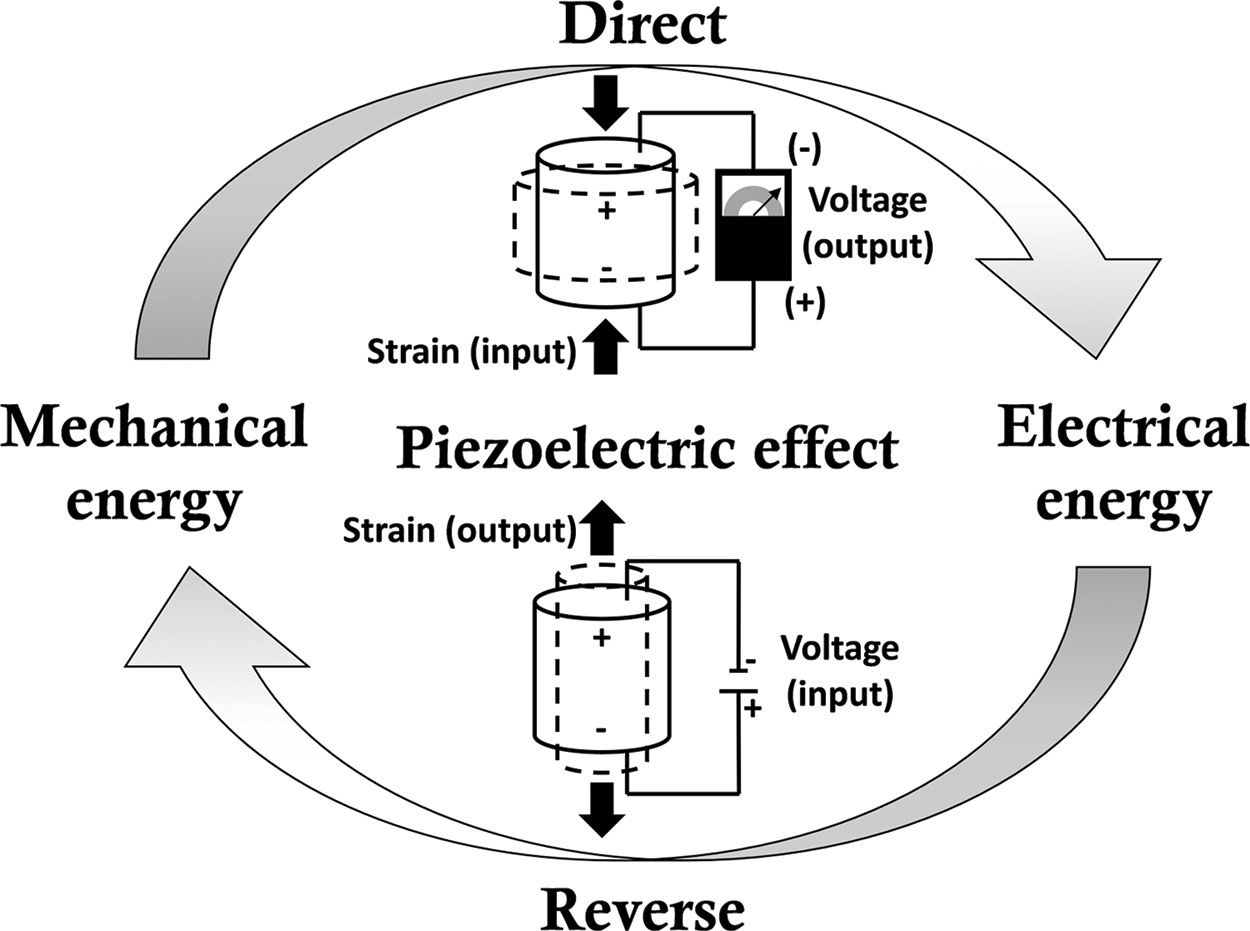 Fig. 1.14, Piezoelectric effect.