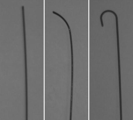 Figure 4-1, Straight, angled, and J -tip wire shapes.