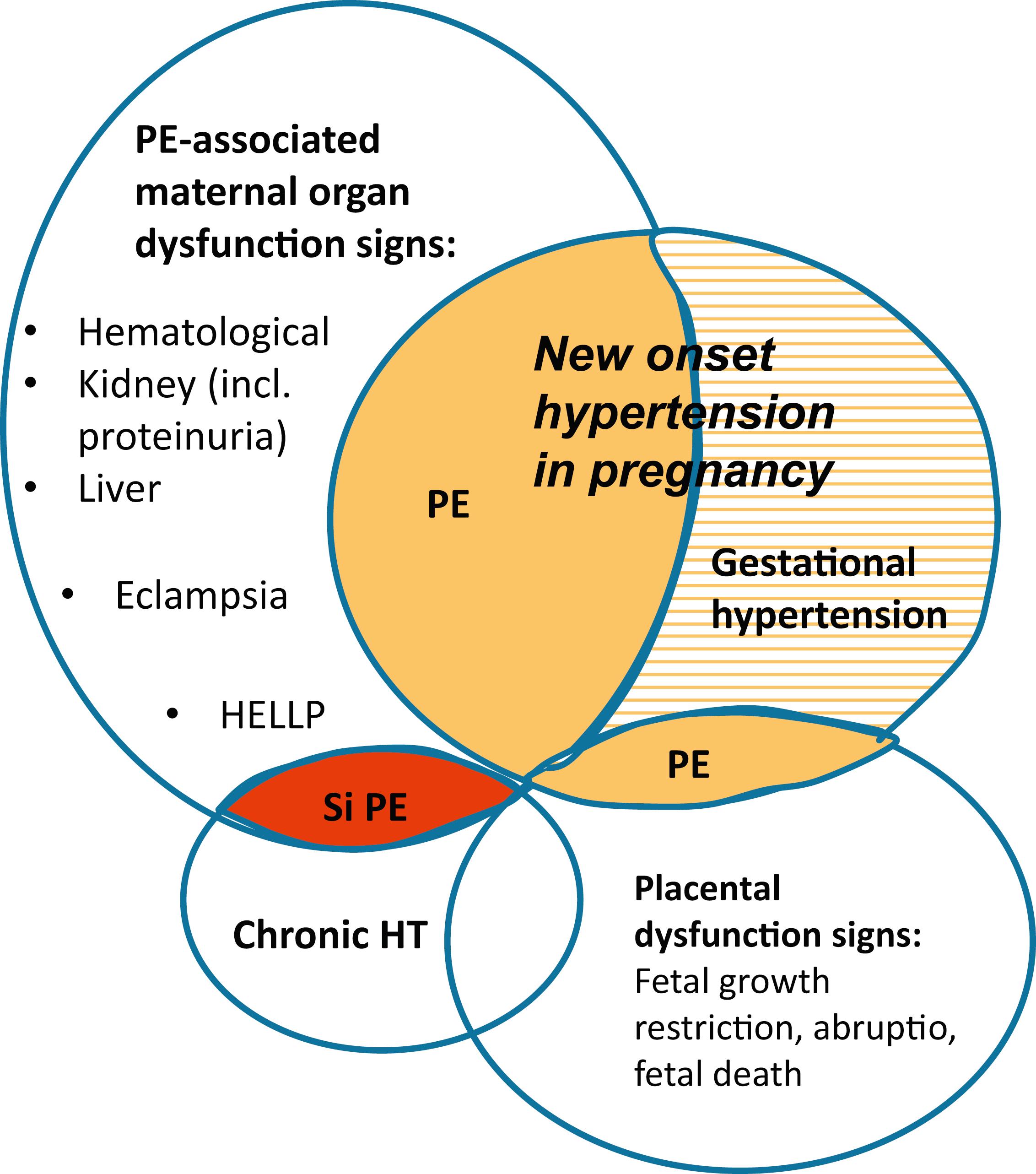 Figure 21.1, Venn diagram of the multiple faces of hypertensive diseases of pregnancy.