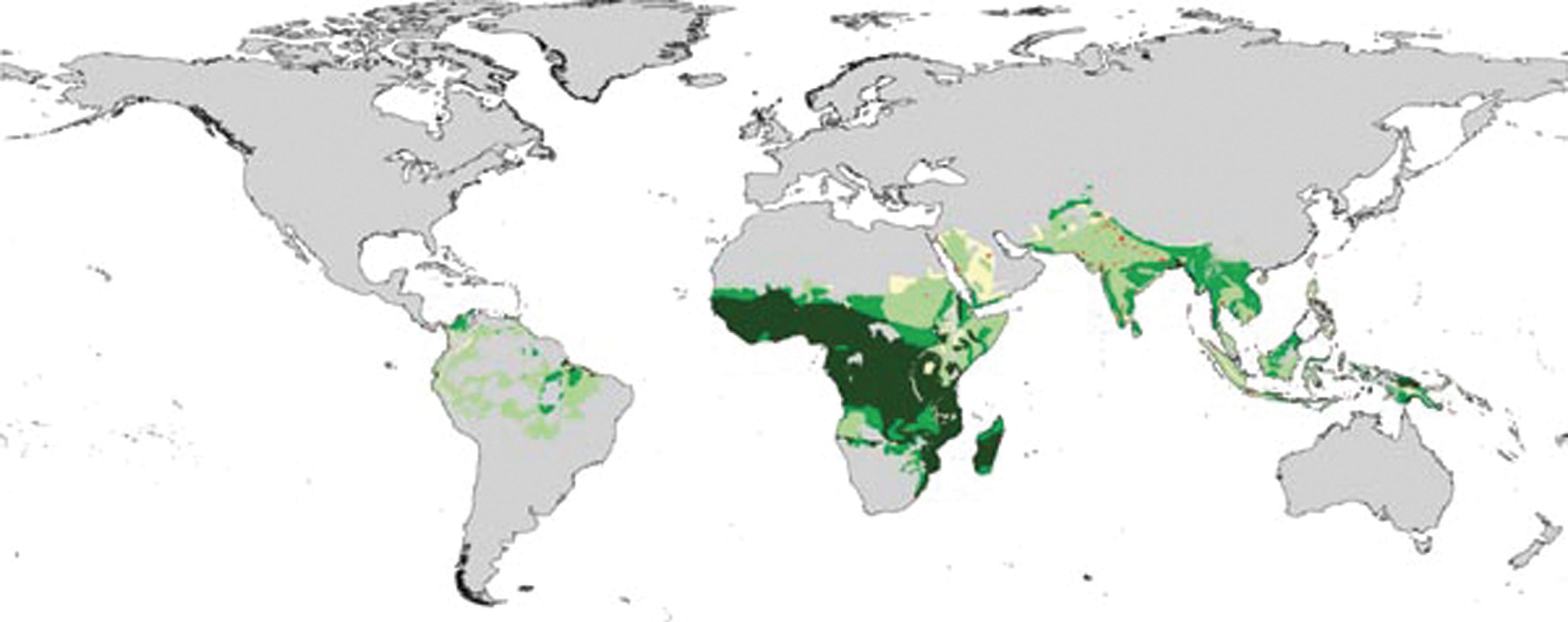 Figure 154.1, GLOBAL MALARIA ENDEMICITY.