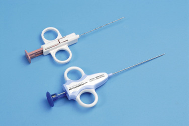 Fig. 81.1, Examples of Semiautomatic Core Biopsy Instruments.