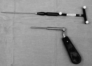 FIGURE 46-4, Navigation probe and drill guide for spinal surgery.