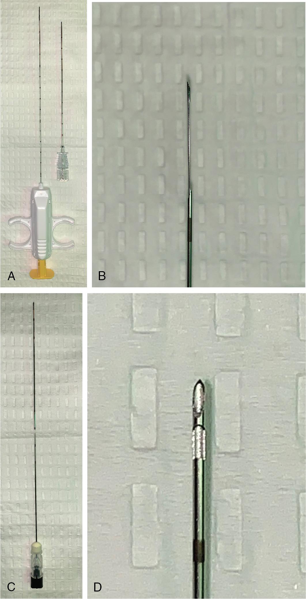 FIGURE 23.1, Fine and core biopsy needles.