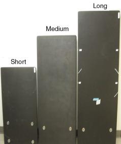 Fig. 4.1, The Hitachi treatment tabletops used at MD Anderson are three different lengths: short, medium, and long.