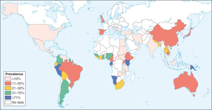 Fig. 2.19, Distribution of strongyloidiasis.