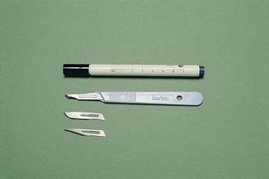 Fig. 5.4, Marking pen and scalpel blades.
