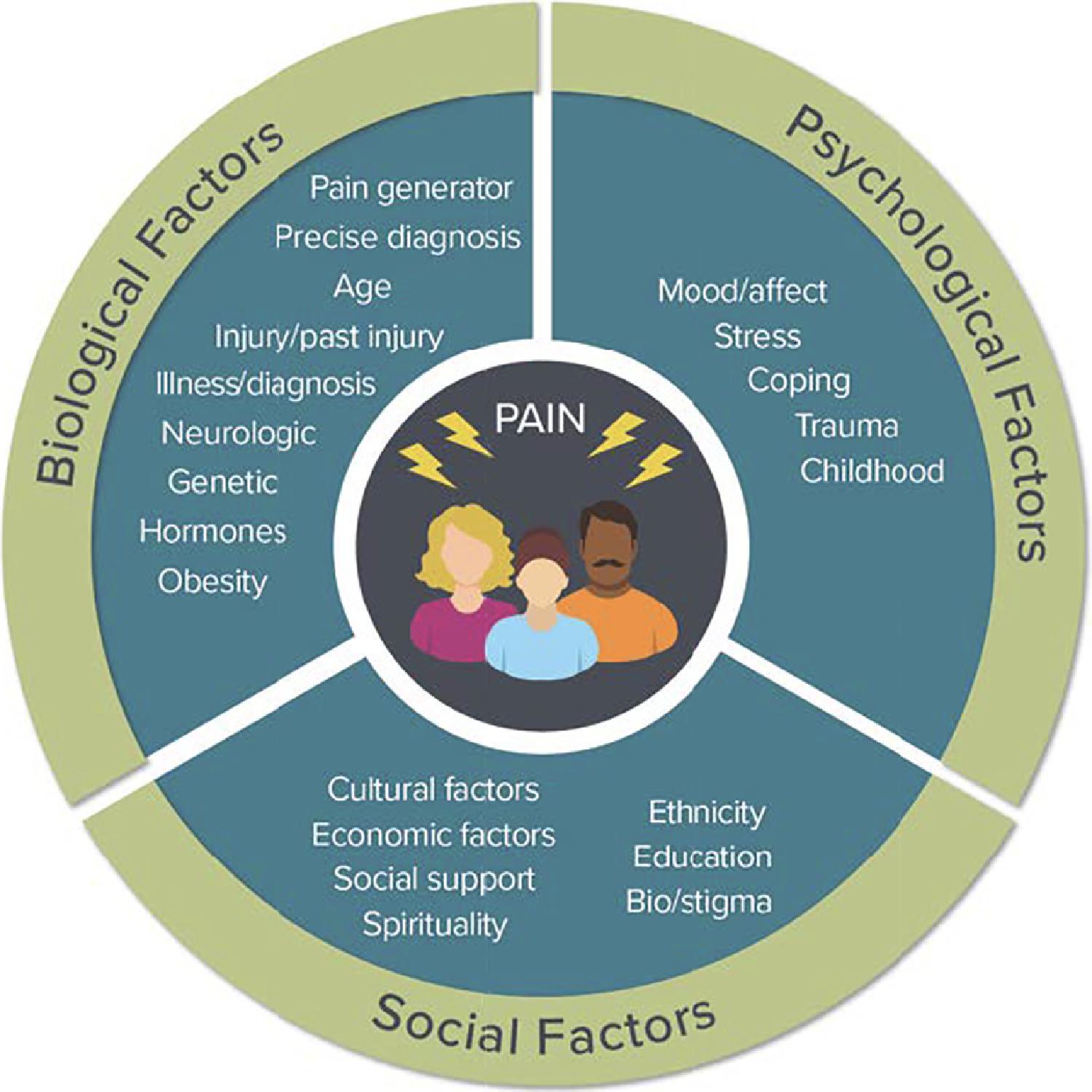 Figure 4.1, Biopsychosocial factors impacting pain.