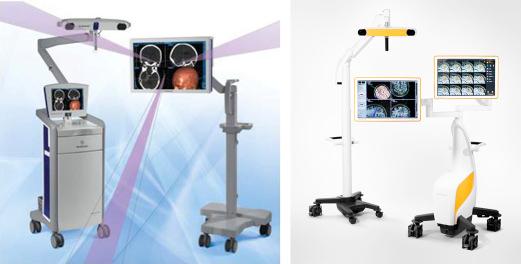 Fig. 14.1, Medtronic StealthStation S7 ( left ) and Brainlab Curve ( right ).