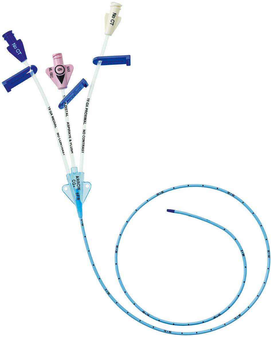 Fig. 11.16, Adult Arrow triple lumen central vascular catheter.
