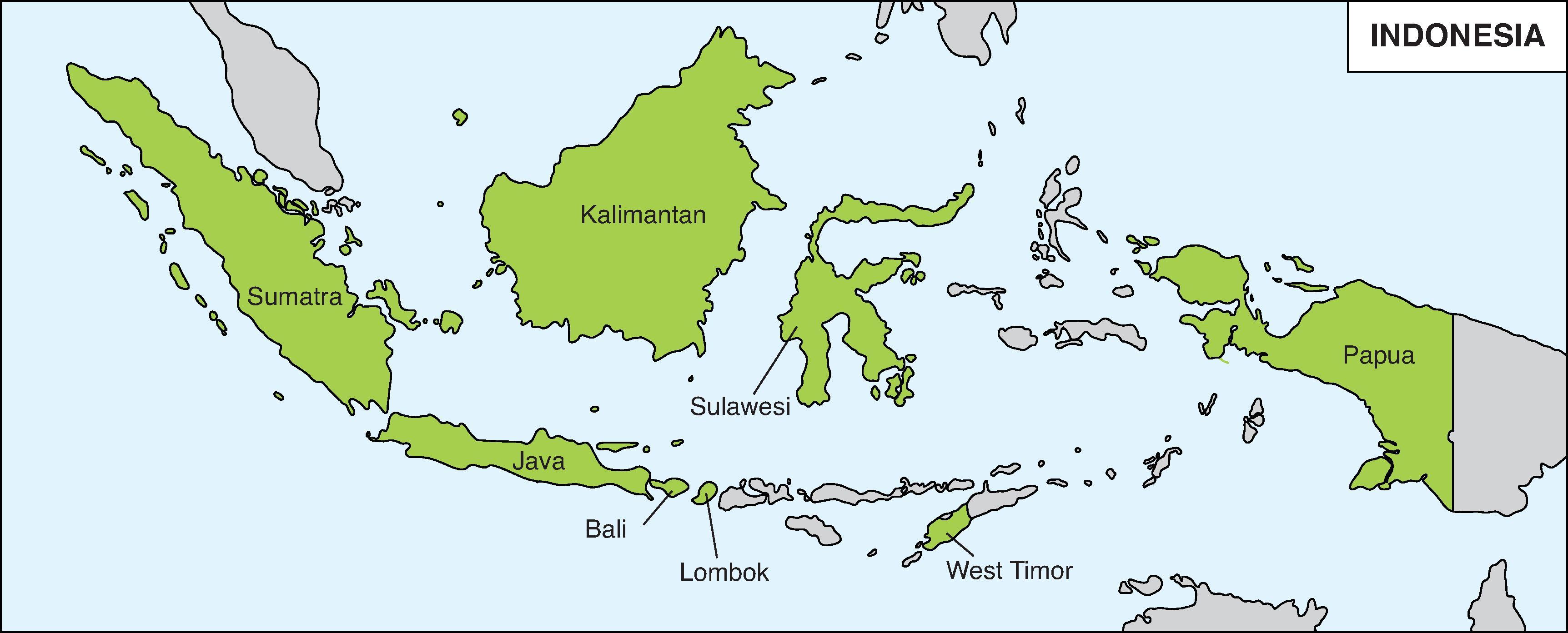 Fig. 35.9, Map of Indonesia showing islands where serologically confirmed JE cases have been reported.
