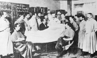 Fig. 1.2, Mathieu Jaboulay (1860–1913) and his surgical team at Lyon in 1903. Until his death in a rail accident, Jaboulay made numerous surgical contributions and encouraged Alexis Carrel’s work on vascular anastomosis. In 1906 Jaboulay reported the first attempt at human kidney transplantation.