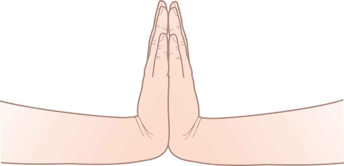 Figure 15.7, Ask the patient: ‘Place your hands together as if to pray, with elbows right out’.