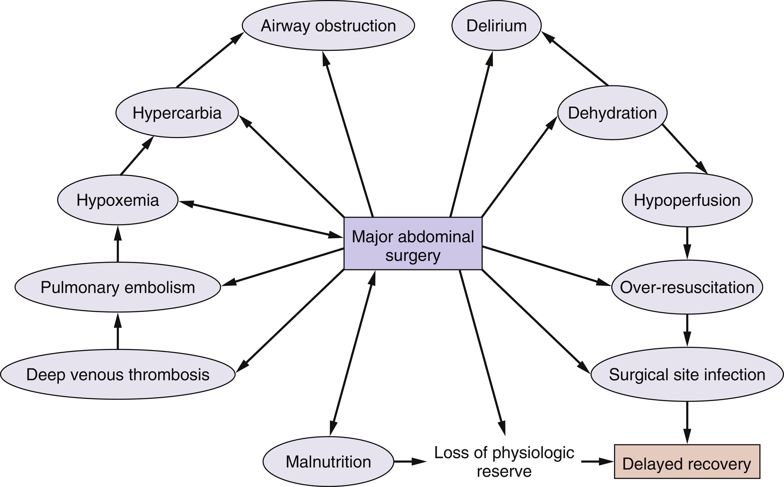 Fig. 33.1, Overview of the risk profile of patients undergoing major abdominal surgery.