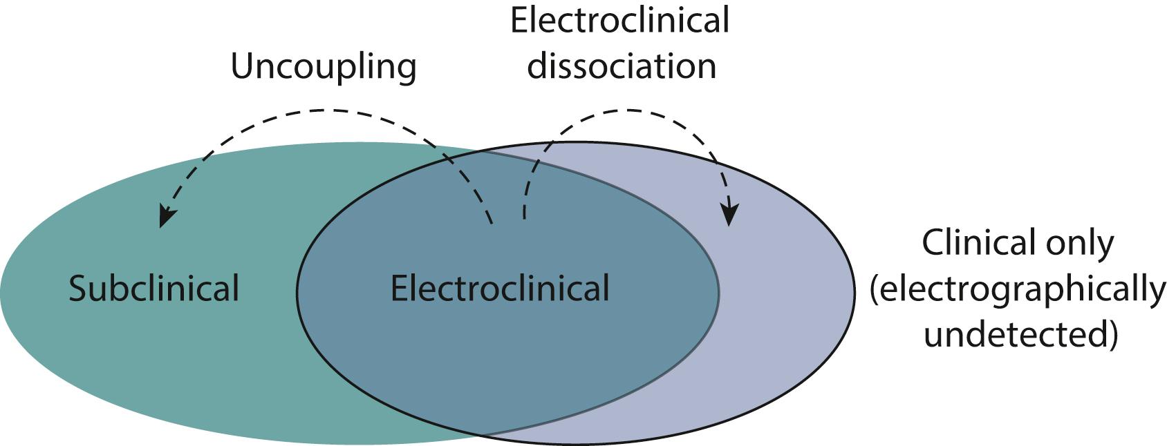 Fig. 110.6, Venn Diagram of Neonatal Seizures Classified According to Clinical And Electrographic Manifestations.