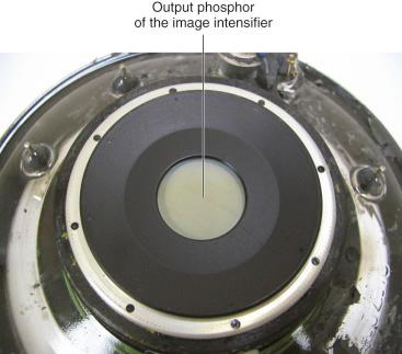 Fig. 75.5, The output phosphor of the image intensifier.