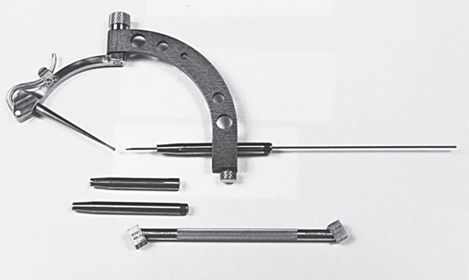 Fig. 40-11, Micro Vector drill guide with retractable tip and offset guide.