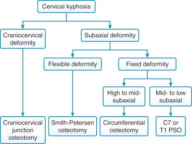 FIGURE 37-1, Flow chart of the surgical decision-making process in cervical kyphosis.