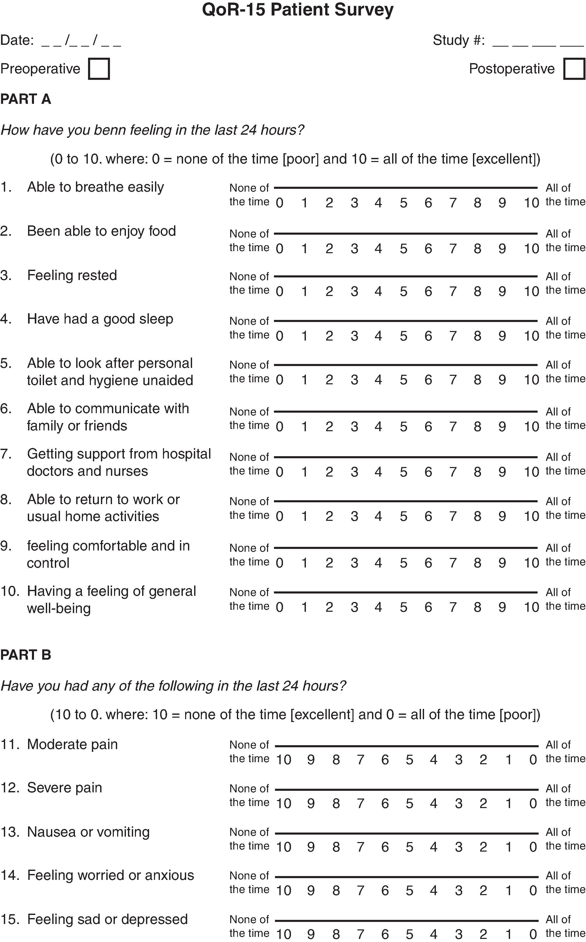 Figure 84.1, Q0R 15 Patient Survey.