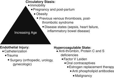 FIGURE 1, Risk factors for acute venous thromboembolism as it relates to Virchow’s triad.