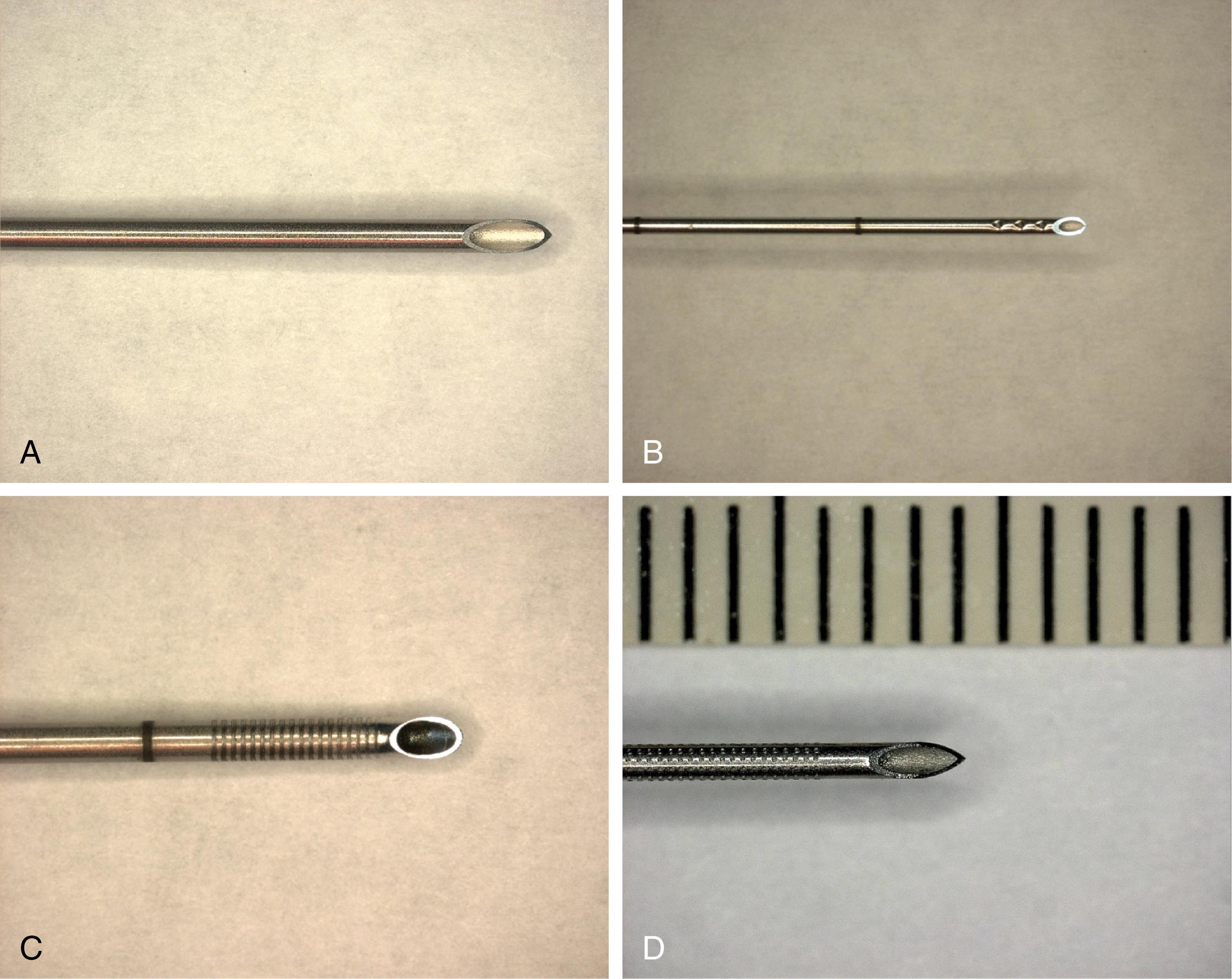 Fig. 46.10, Photomicrographs of needles are used for regional block.