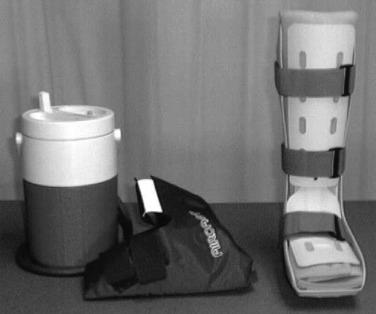 Fig. 31.1, Aircast Cryocuff and walking boot.