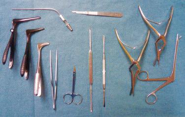 Fig. 1.3, Photograph of suggested instruments for septoplasty.