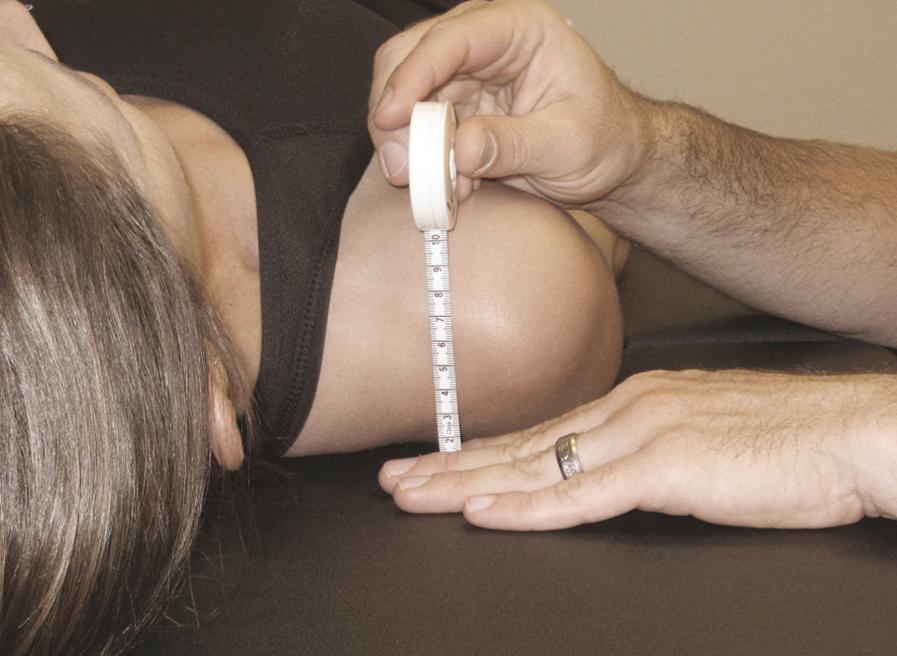 Figure 9-14, Measuring pectoralis minor muscle length.