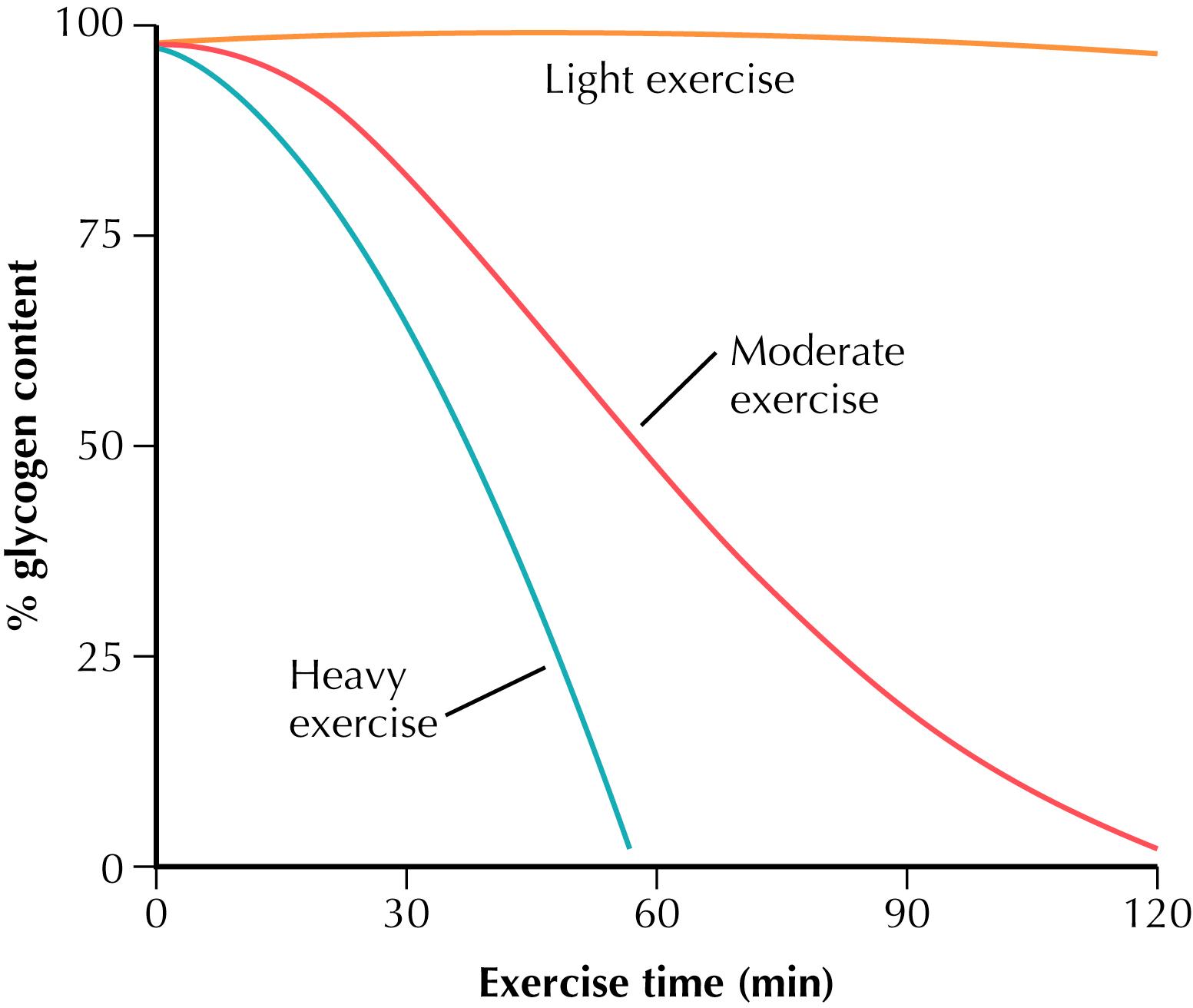 Figure 5.2, Rate of glycogen utilization in exercising muscle.