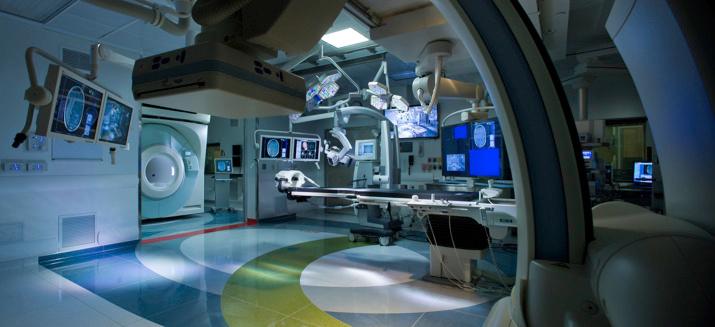 Figure 20.9, Photograph of the Advanced Multimodality Image Guided Operating suite equipped with intraoperative magnetic resonance imaging, computed tomography, positron emission tomography, ultrasound, and angiography modalities.