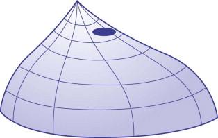 Figure 35.1, Three-dimensional representation of the eye's sensitivity to light throughout the visual field. An illustration for a right eye (OD) is presented.