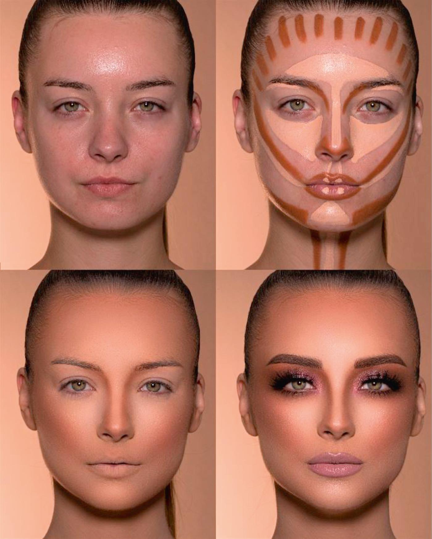 Fig. 44.3, Full face of contour and highlighting makeup (CHM) by Samer Khouzami.