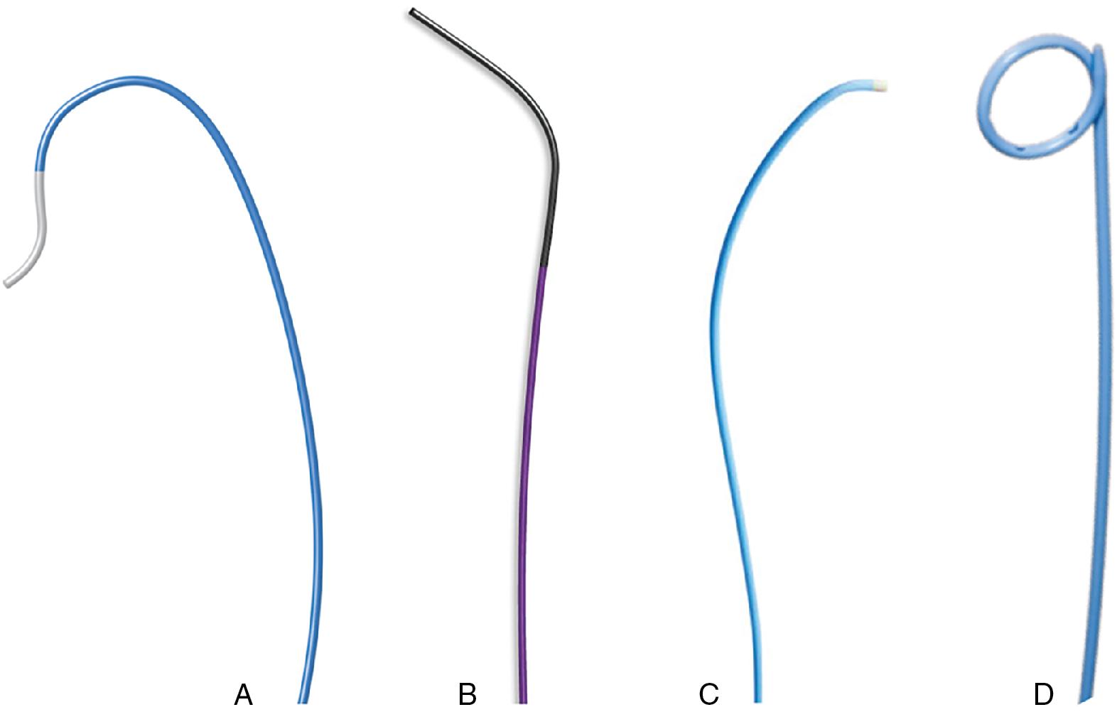 Fig. 10.5, Catheters Commonly Used to Cross the Aortic Valve.