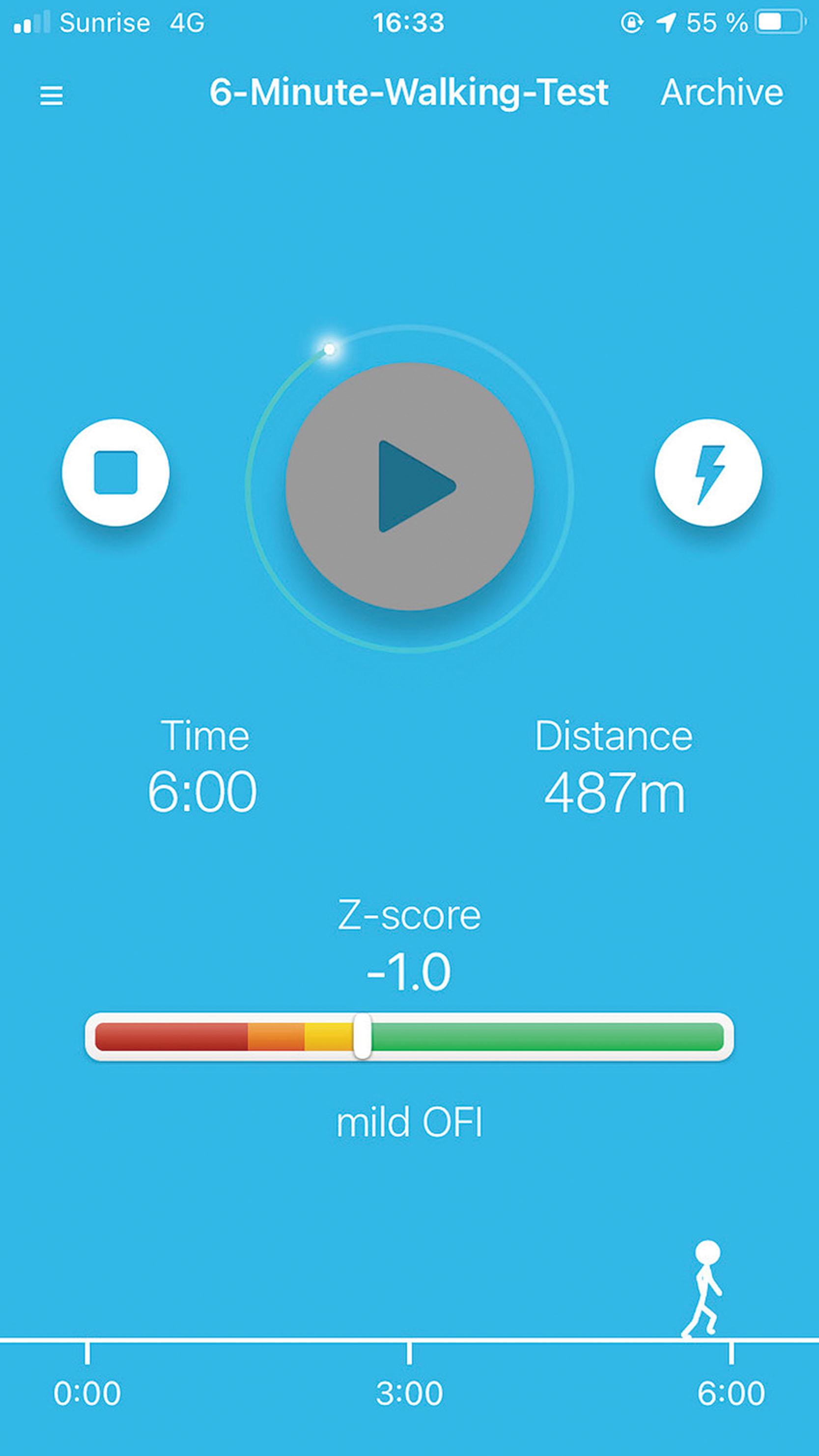 Fig. 14.2, Screenshot of the 6-minute walking test smartphone application (6WT app).