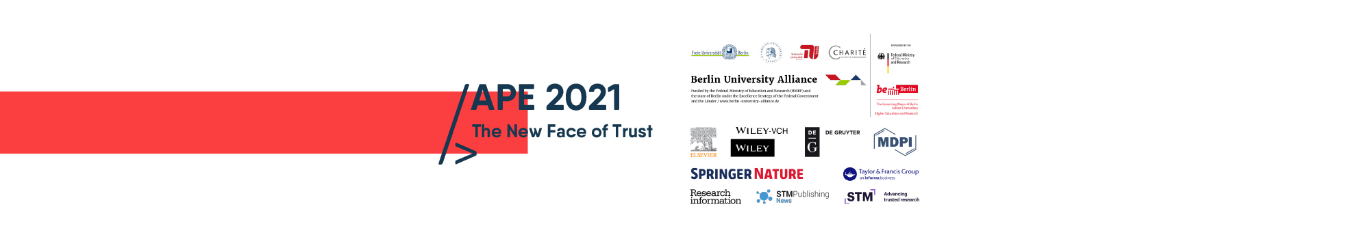 The banner to welcome you to APE 2021: The New Face of Trust