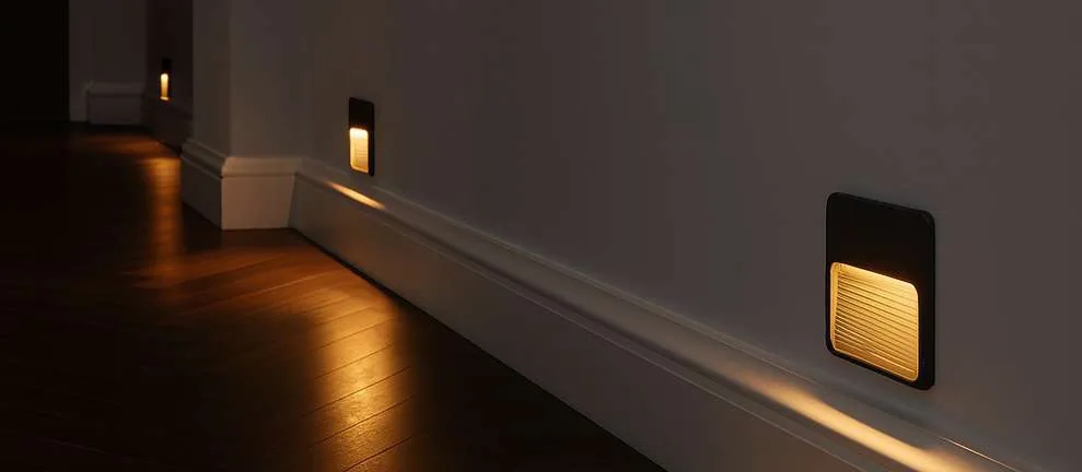 Balizador Eclipse 3W 10cm Preto instalado — Escada, corredor, muro e jardim