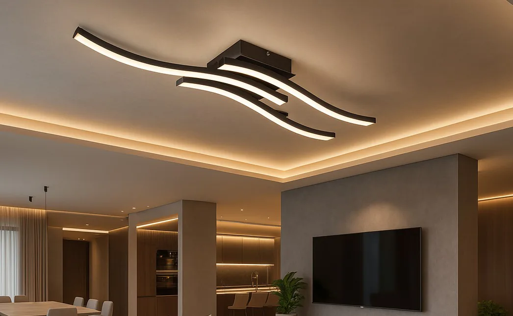 Lustre Nis 15W Preto instalado — Quarto, sala de TV, corredor largo ou home office