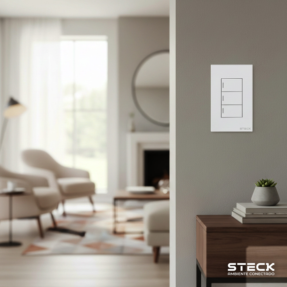 Interruptor Mecânico Steck Ambiente Conectado 4X2" 3 Módulos Zigbee Branco