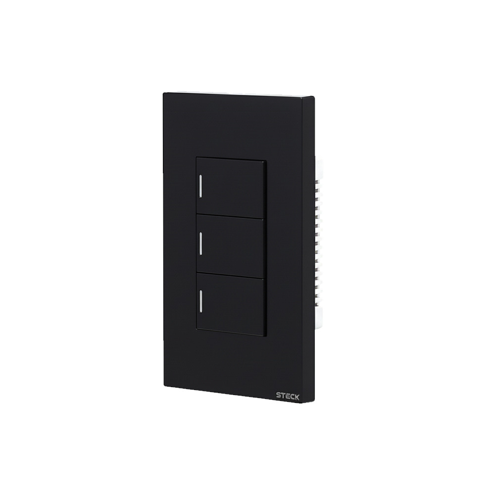 Interruptor Mecânico Steck Ambiente Conectado 4X2" 3 Módulos Zigbee Preto