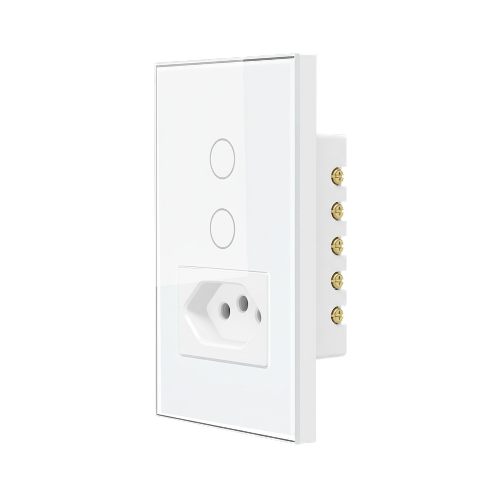 Interruptor Steck Ambiente Conectado 4X2" 2 Módulos + 1 Plug Touch Branco WI-FI
