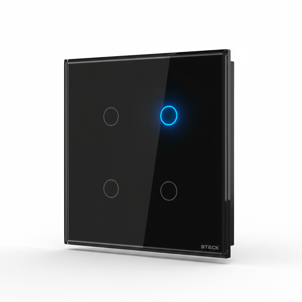 Interruptor Steck Ambiente Conectado 4X4" 4 Módulos Touch Preto WI-FI