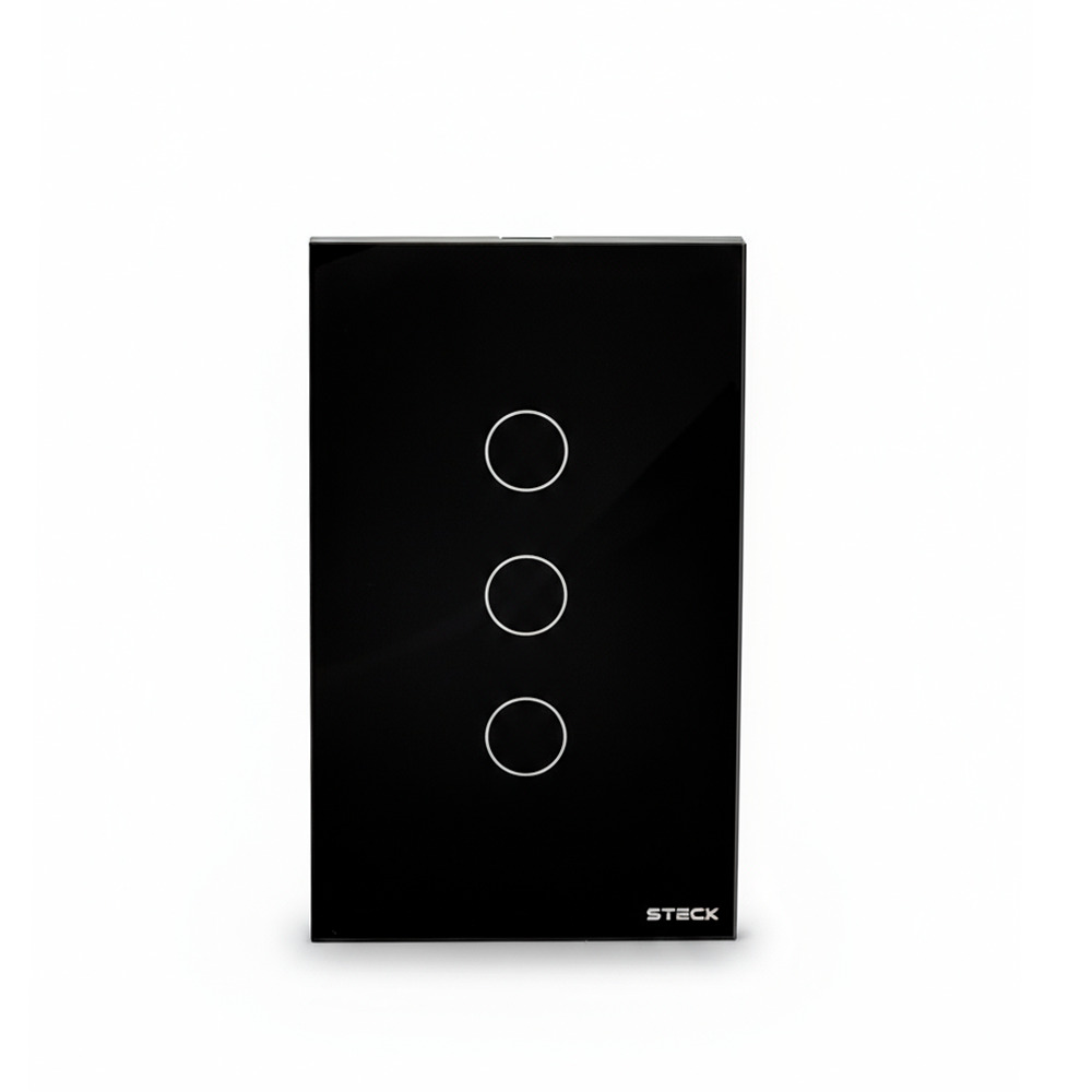 Interruptor Steck Ambiente Conectado 4X2" 3 Módulos Touch Preto WI-FI