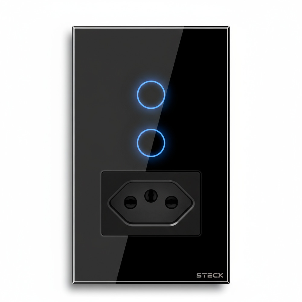 Interruptor Steck Ambiente Conectado 4X2" 2 Módulos Touch Preto WI-FI